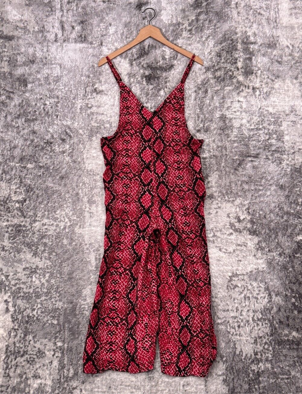 Free People Jumpsuit XS Womens Red Snakeskin Pattern Wide Leg One Piece